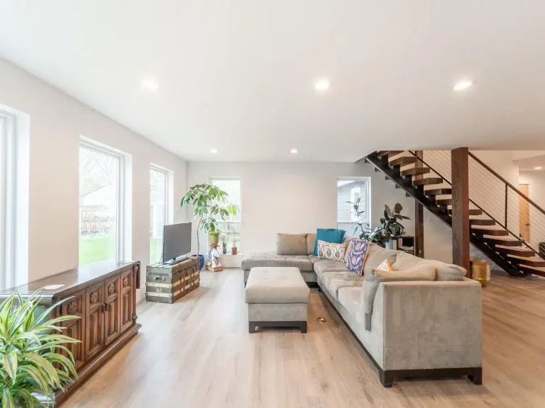 New Flooring Natural Light Open Layout Design Living Room Sunroom Home Addition