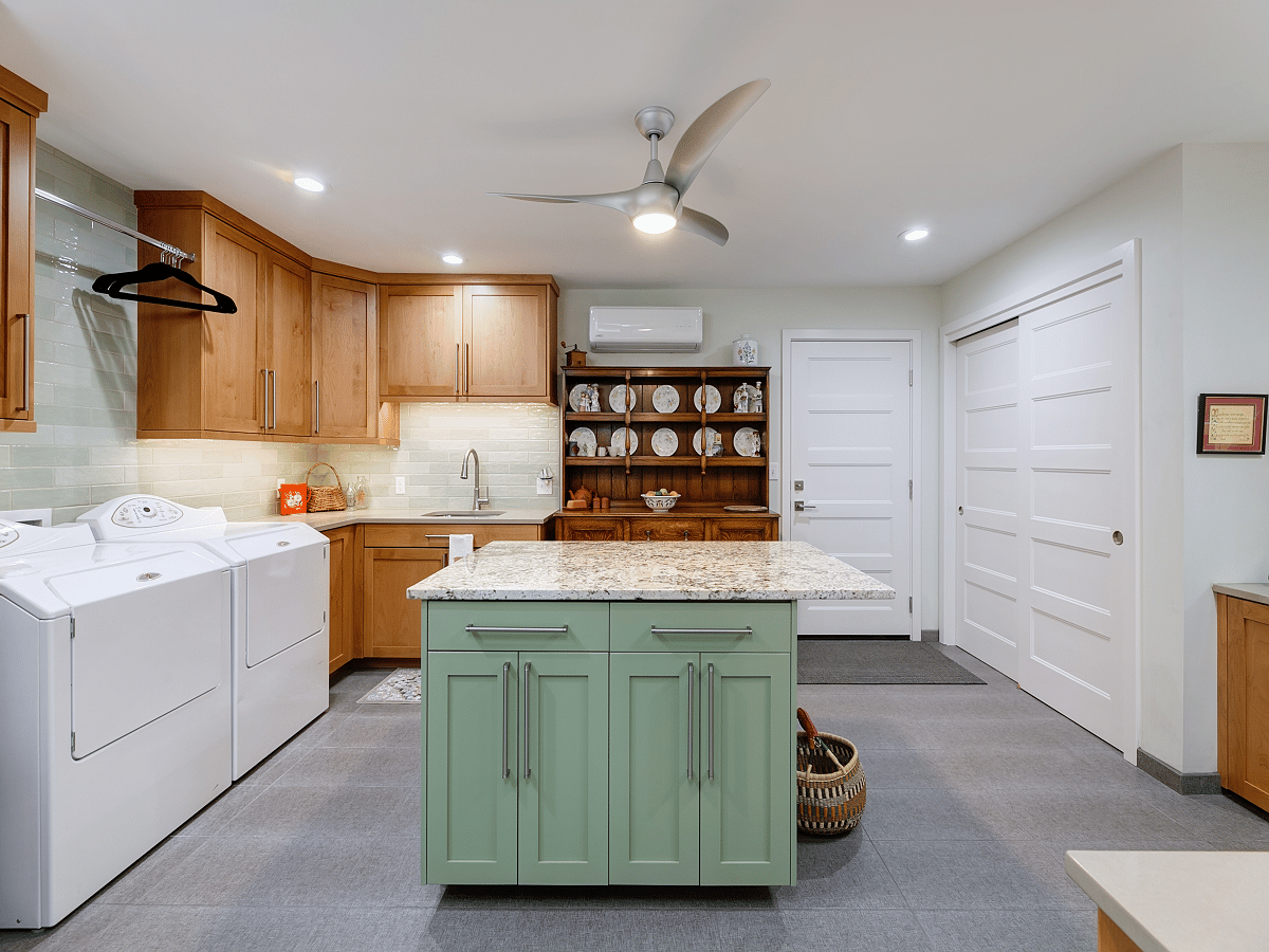 Boise Laundry Bathroom Garage Conversion Granite Countertops Custom Cabinetry by Home Remodeling Boise, Garden City, Eagle, Meridian, Idaho | (208) 384-0591 | www.remodelboise.com