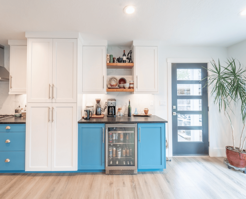 Two Tone Custom Cabinets Kitchen Bar Home Addition Remodel by Home Remodeling Boise, Garden City, Eagle, Meridian, Idaho | (208) 384-0591 | www.remodelboise.com