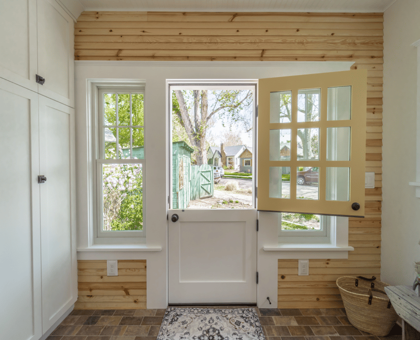 Boise Home Addition Mudroom Laundry Room Cottage Remodel Dutch Door by Home Remodeling Boise, Garden City, Eagle, Meridian, Idaho | (208) 384-0591 | www.remodelboise.com