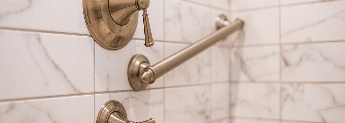 Updated Bathroom Shower Tile and Shower Grab Bars