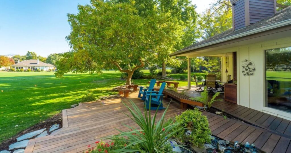 Boise home with a professionally designed outdoor deck and integrated backyard living space.